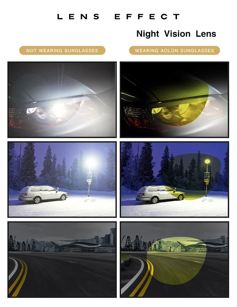AORON Aluminum Day Night Vision Men Sunglasses Polarized Glasses Brand Original Goggles Male Design Luxury Driving