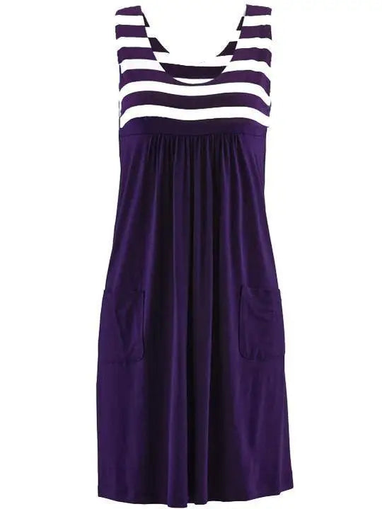 Fashion striped dress summer dress loose simple sleeveless dress women's clothing