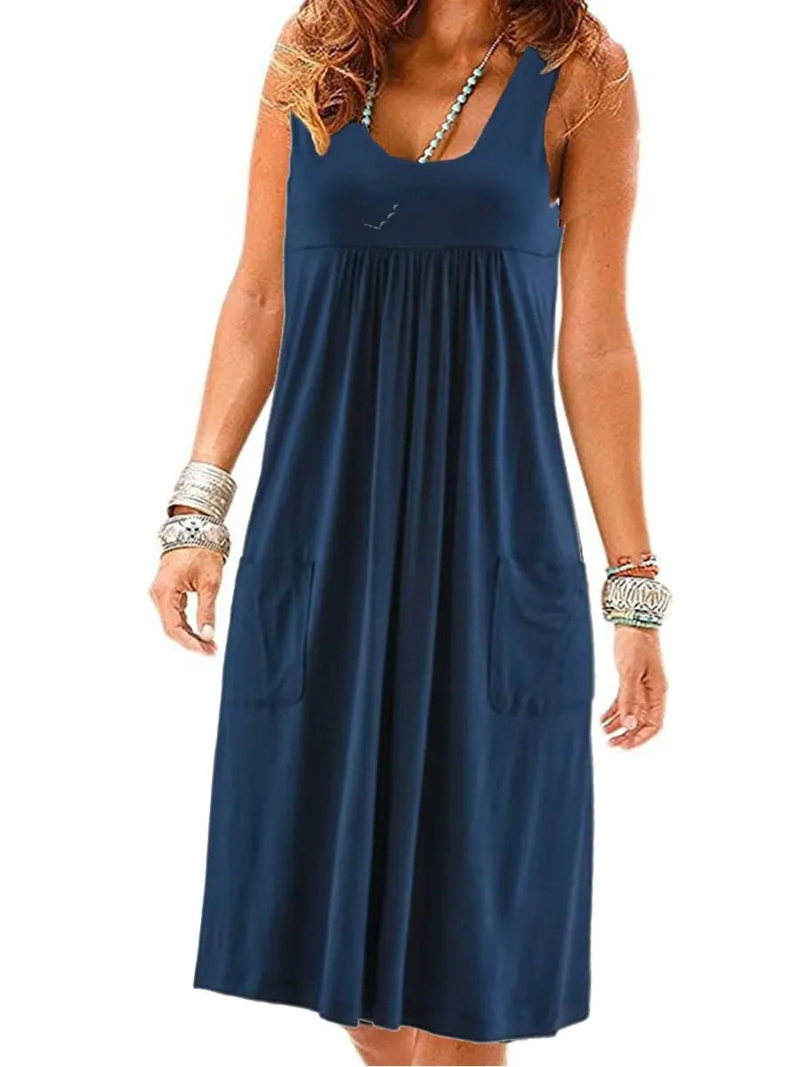 Fashion striped dress summer dress loose simple sleeveless dress women's clothing
