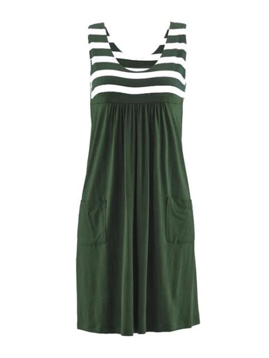 Fashion striped dress summer dress loose simple sleeveless dress women's clothing