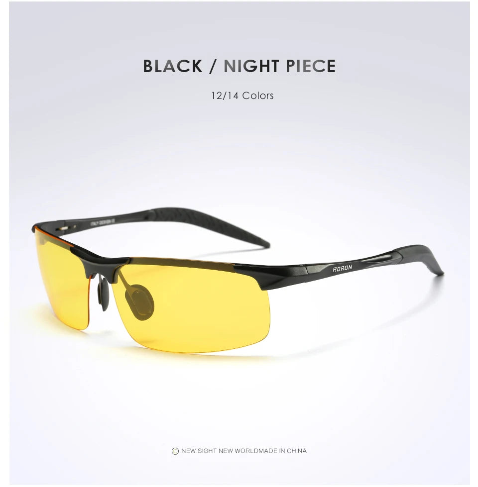 AORON Aluminum Day Night Vision Men Sunglasses Polarized Glasses Brand Original Goggles Male Design Luxury Driving