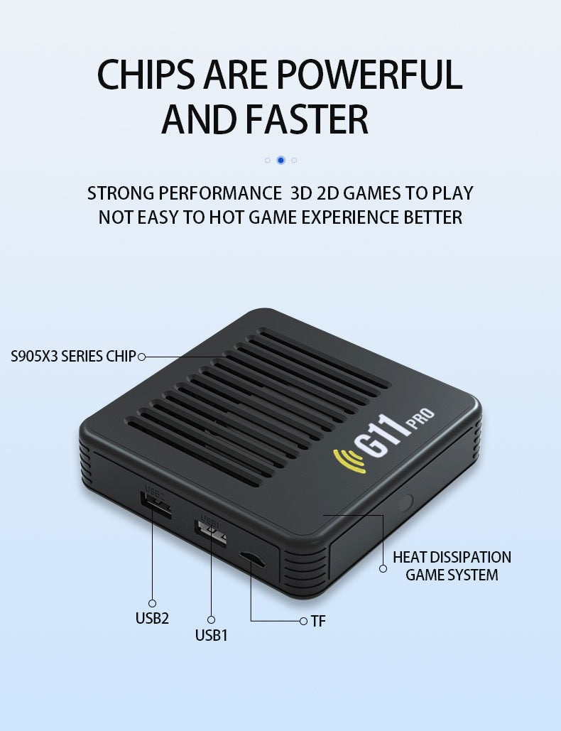 G11 Pro Built-in 60000 Game Video Game Console 4K HD 2.4G 256GB Wireless Controller Emuelec4.3 S905X2 Dual System Family Gamebox
