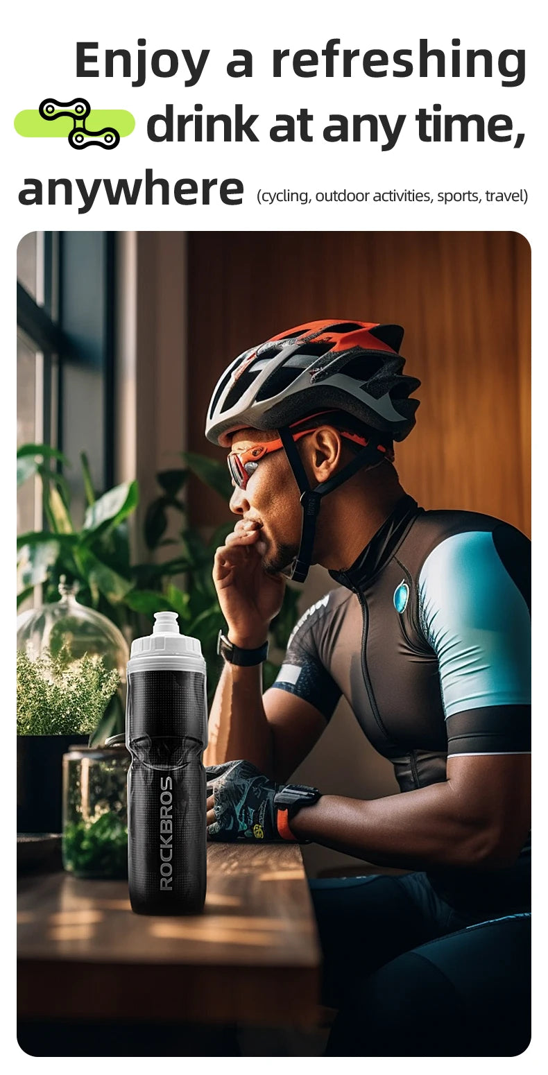 ROCKBROS Cycling Insulated Water Bottle Thermal Drink PP5 Silicone 670ml Fitness Outdoor Sports Bicycle Portable Water Kettle