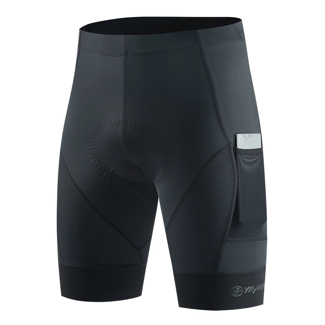 YKYWBIKE Men's Cycling Shorts 2 Pockets Bicycle Shorts Summer Road Bike Short MTB 3D Padded Shockproof Shorts Riding Clothing
