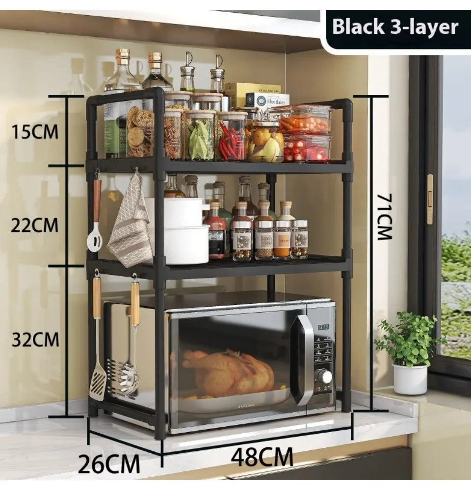 Kitchen Elevated Design Seasoning Rack Microwave Storage RackBilayer Oven Modern Minimalism Kitchen Accessories Organizer