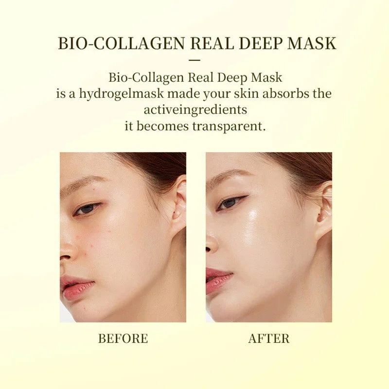 Bio-Collagen Real Deep Mask Anti-Wrinkle Lifting Face Mask With Hydrolyzed Collagen Collagen Reverse Film Volume Peel Off Mask