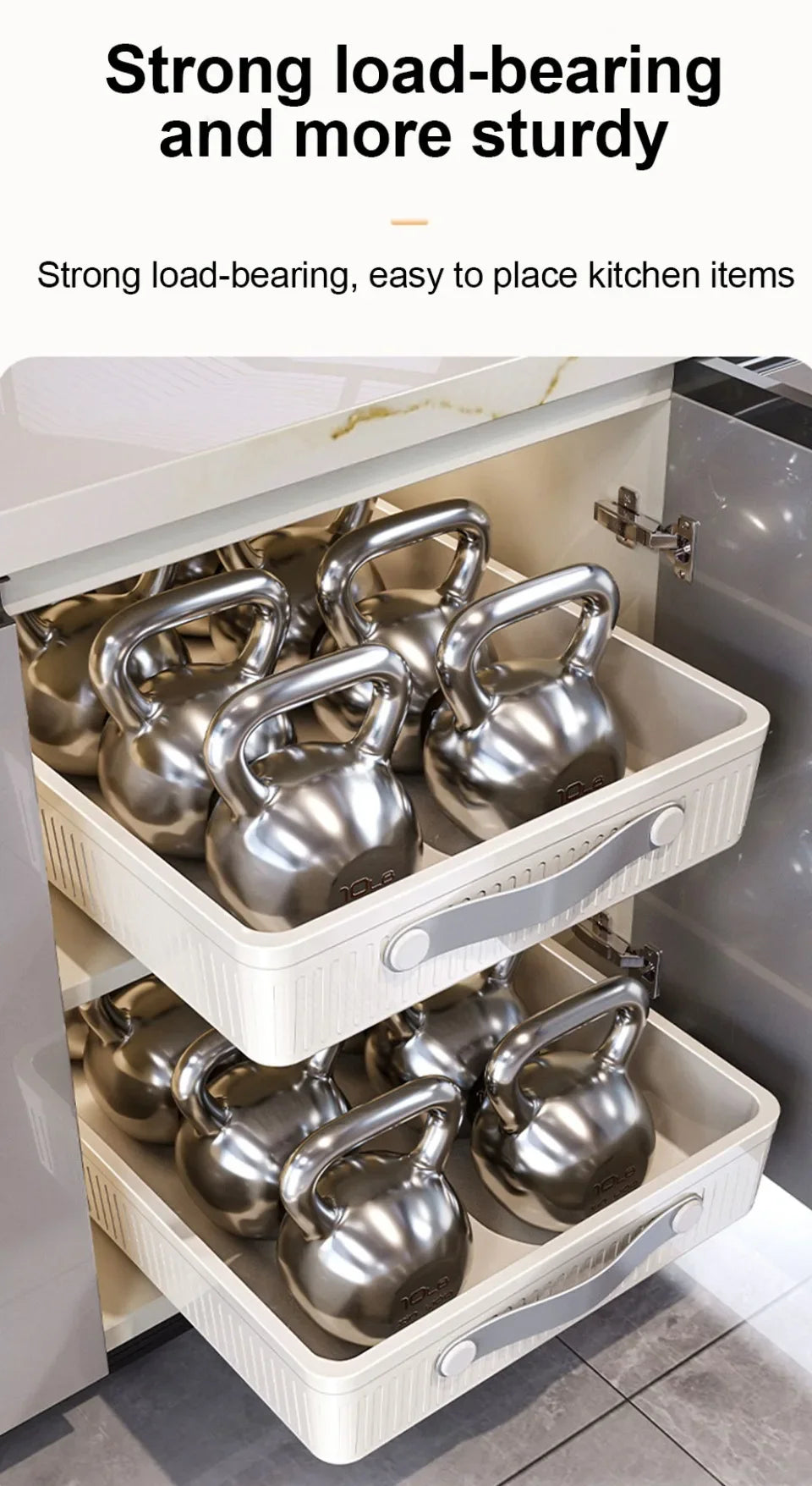 Kitchen Drawer Storage Rack with Slide Rails Pull-out Cabinet Organizer Tray Spice Seasoning Bottle Simple Moisture-Proof Rack