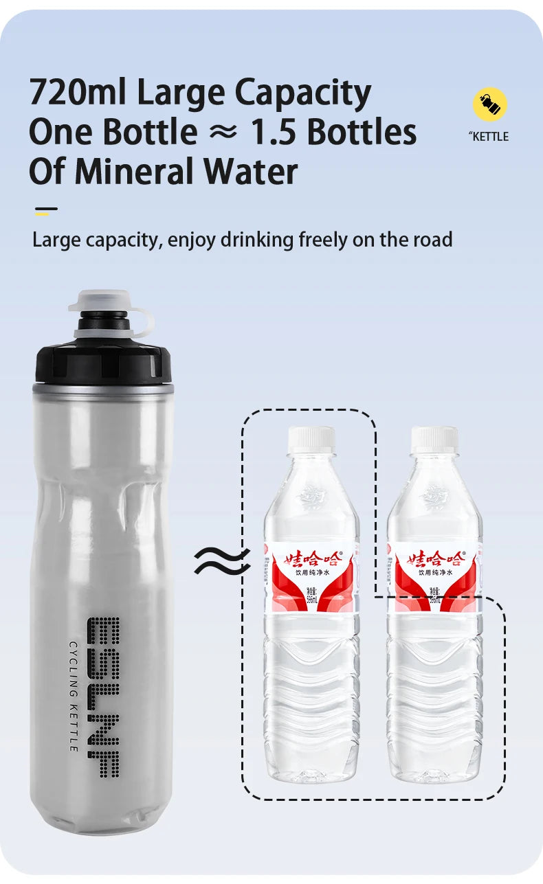 ESLNF Bike Kettle 720ml Mountain Road Bike Outdoor Cycling Kettle PP5 Squeeze Insulated Water Cup Bicycle Water Bottle