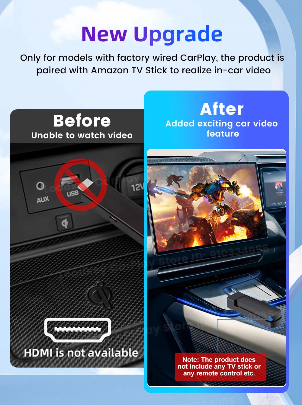 Carlinkit Supports Fire TV Stick Converter TV Streaming Box HDMI Wireless CarPlay TV Adapter for Fire TV Stick HD 4K Max Lite