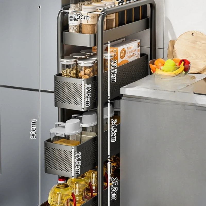 Kitchen Multi-Functional Storage Trolley Vegetables Baskets Bathroom Moisture-Proof Mobile Cart Snack Rack Living Room Shelves