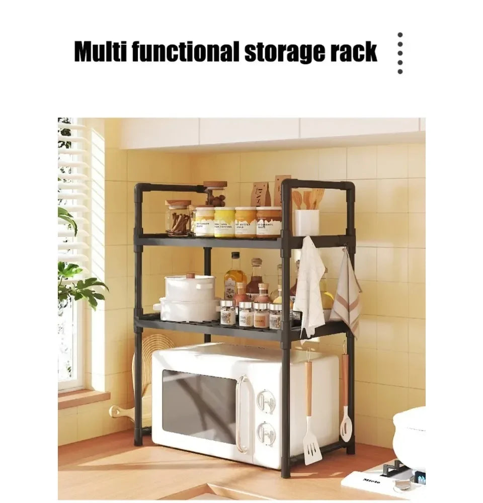Kitchen Elevated Design Seasoning Rack Microwave Storage RackBilayer Oven Modern Minimalism Kitchen Accessories Organizer