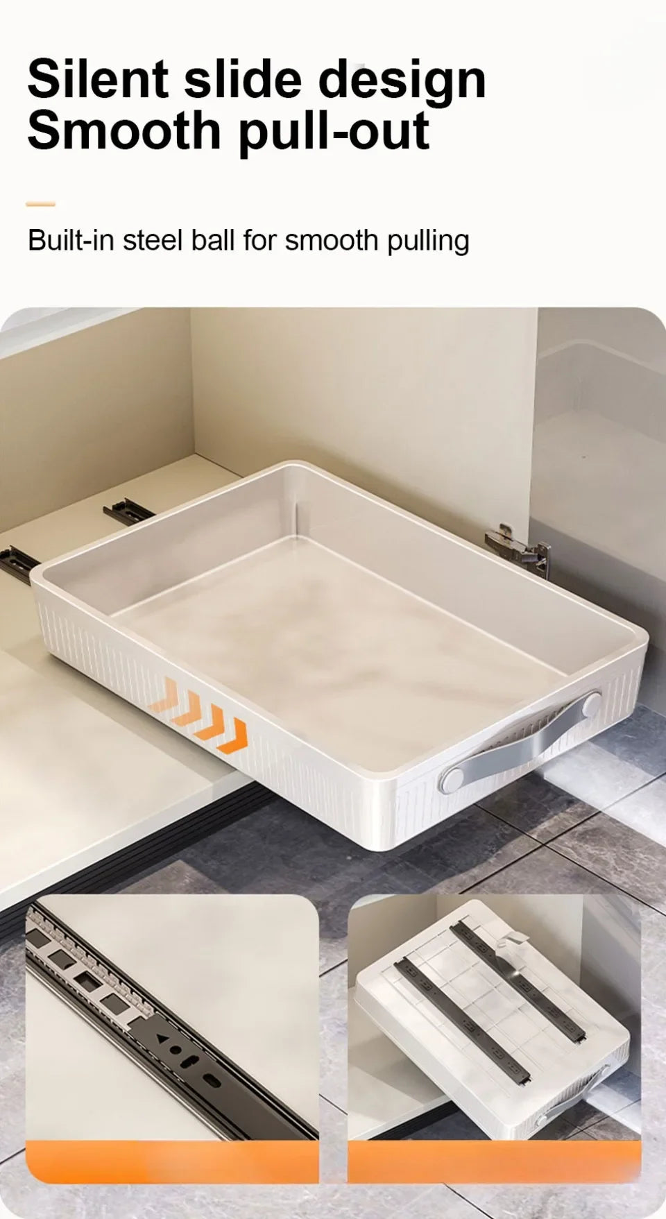 Kitchen Drawer Storage Rack with Slide Rails Pull-out Cabinet Organizer Tray Spice Seasoning Bottle Simple Moisture-Proof Rack