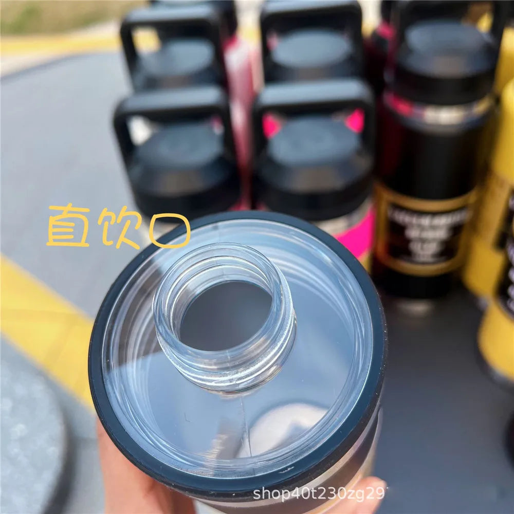 800ml 1100ml Wide Mouth Water Bottle Insulated Water Mugs Stainless Steel Handle Drinking Bottle Portable Leakproof Gym Fitness
