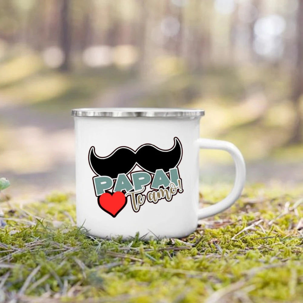 Best Father in The World Print Enamel Mug Creative Coffee Cups Drinks Water Cup Camping Mugs Birthday Father's Day Gift for Dad