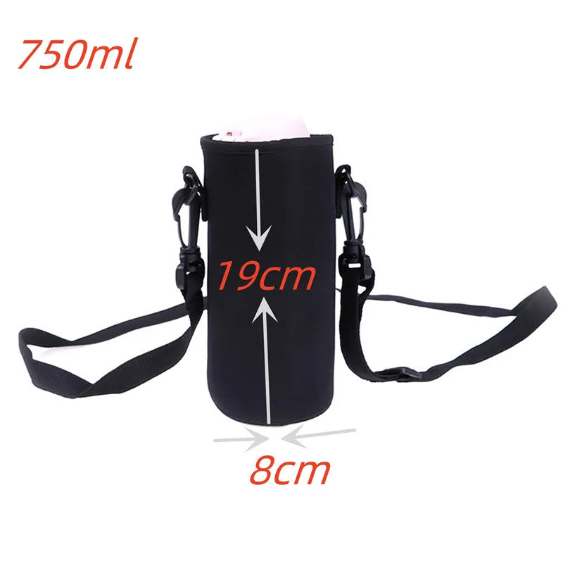 Portable Water Bottle Insulated Neoprene Holder Pouch Bag 420/550/750/1000/1500ml Shoulder With Adjustable Strap