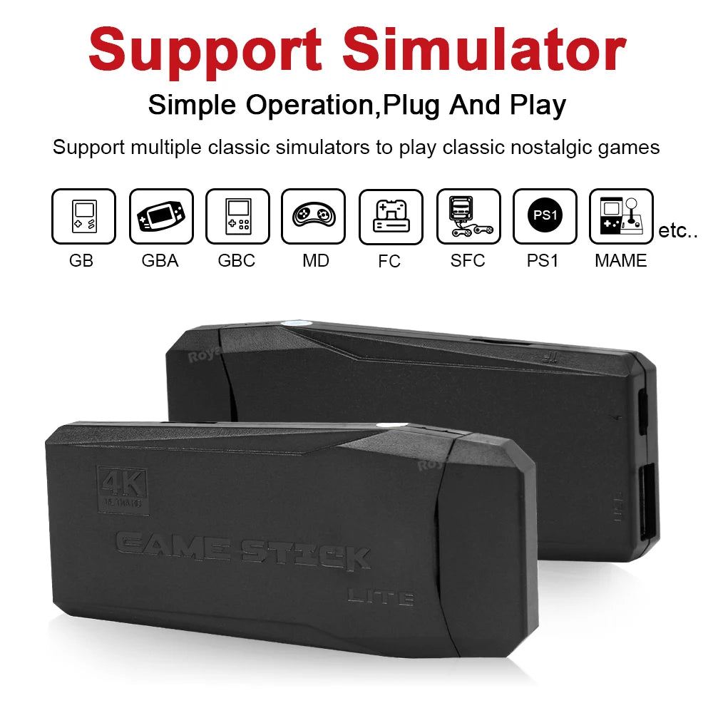 M8 4K Video Game Console 64G Built-in 20000 Games Retro Handheld Game Player 2 Wireless Controller Game Stick Children Xmas Gift
