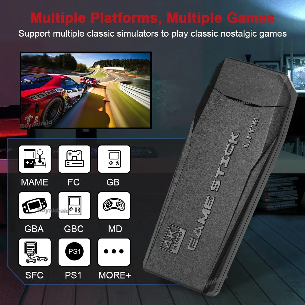 M8 4K Video Game Console 64G Built-in 20000 Games Retro Handheld Game Player 2 Wireless Controller Game Stick Children Xmas Gift
