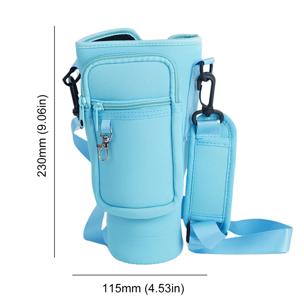 40oz Neoprene Water Bottle Carrier Bag For Stanley Quencher Cup Sleeve Non-slip Insulated Mug Cover Adjustable Shoulder Strap