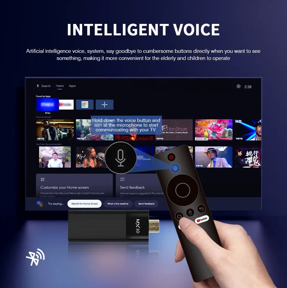 4K MX10 F3 PRO TV Stick 4k Fire TV Stick TV Remote Control Android TV Stick Quad Core Firestick 4k