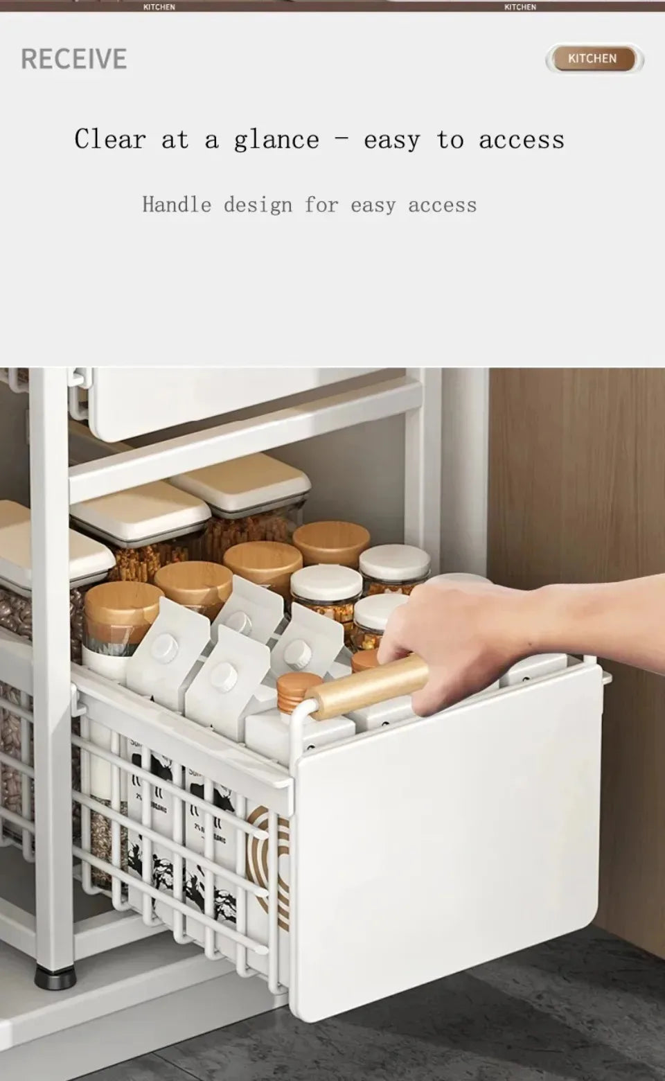 Kitchen Sink Storage Rack Sink Pull-Out Organizer Carbon Steel Bathroom Rack Layered Seasoning Storage Shelf Countertop Cabinet