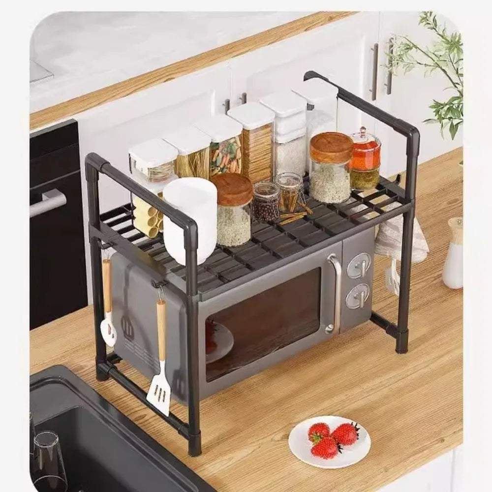 Kitchen Elevated Design Seasoning Rack Microwave Storage RackBilayer Oven Modern Minimalism Kitchen Accessories Organizer