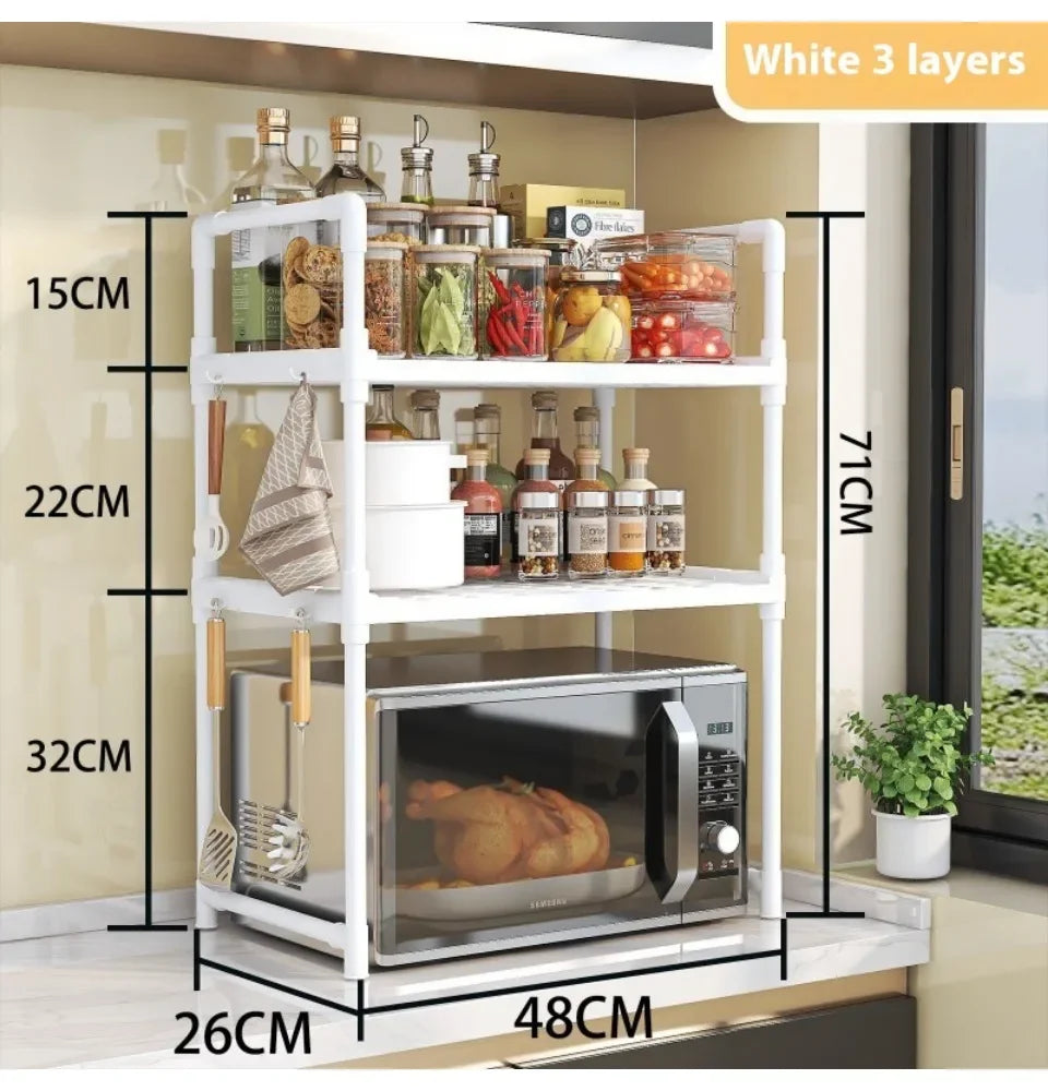 Kitchen Elevated Design Seasoning Rack Microwave Storage RackBilayer Oven Modern Minimalism Kitchen Accessories Organizer