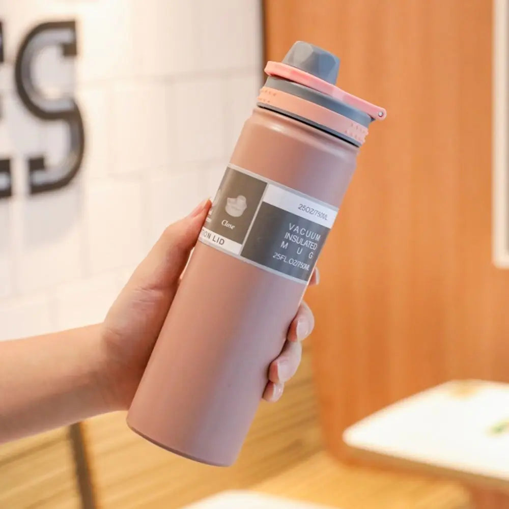 750ML Handheld Vacuum Tumbler Hot or Cold Wide Mouth Insulated Water Bottle 304 Stainless Steel Flask Water Bottle