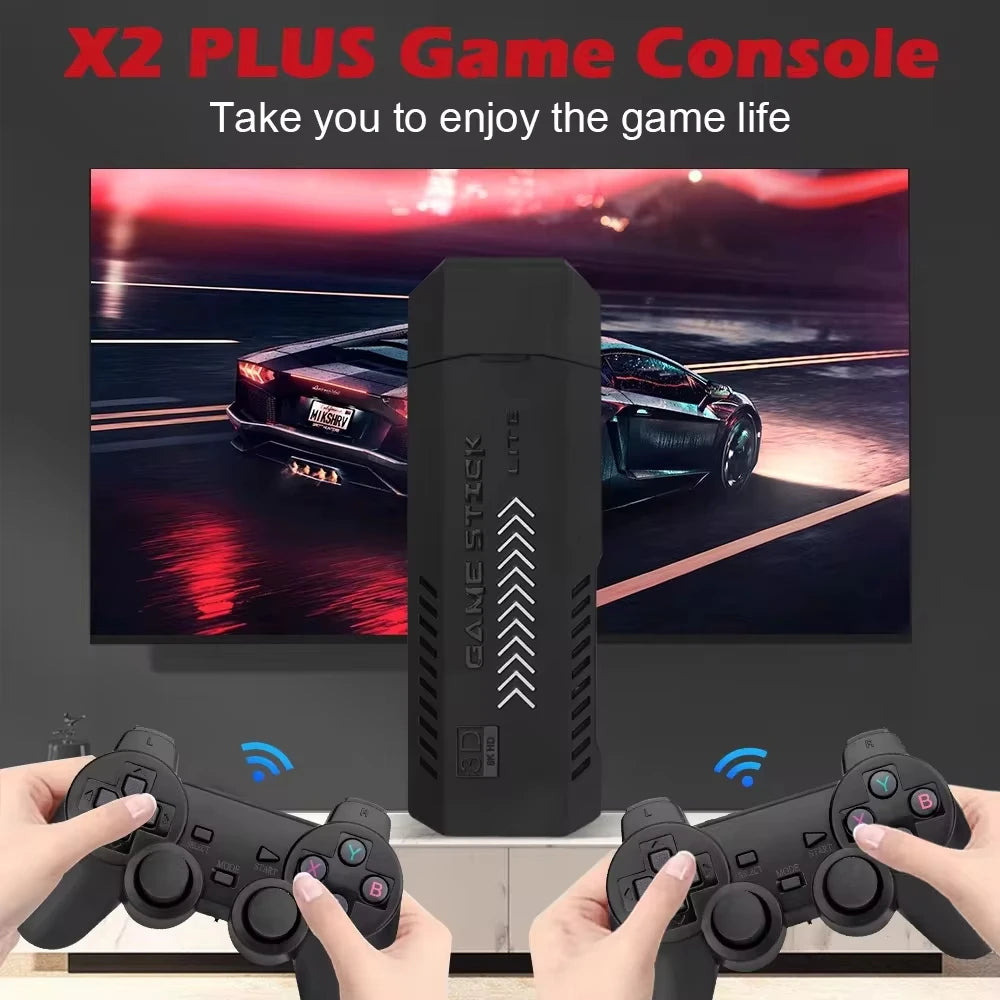 New X2 Plus Game Stick GD10 Pro 4K HD Retro Video Game Console Wireless Controller 128G 40000 Game TV 50 Emulator For PS1/N64