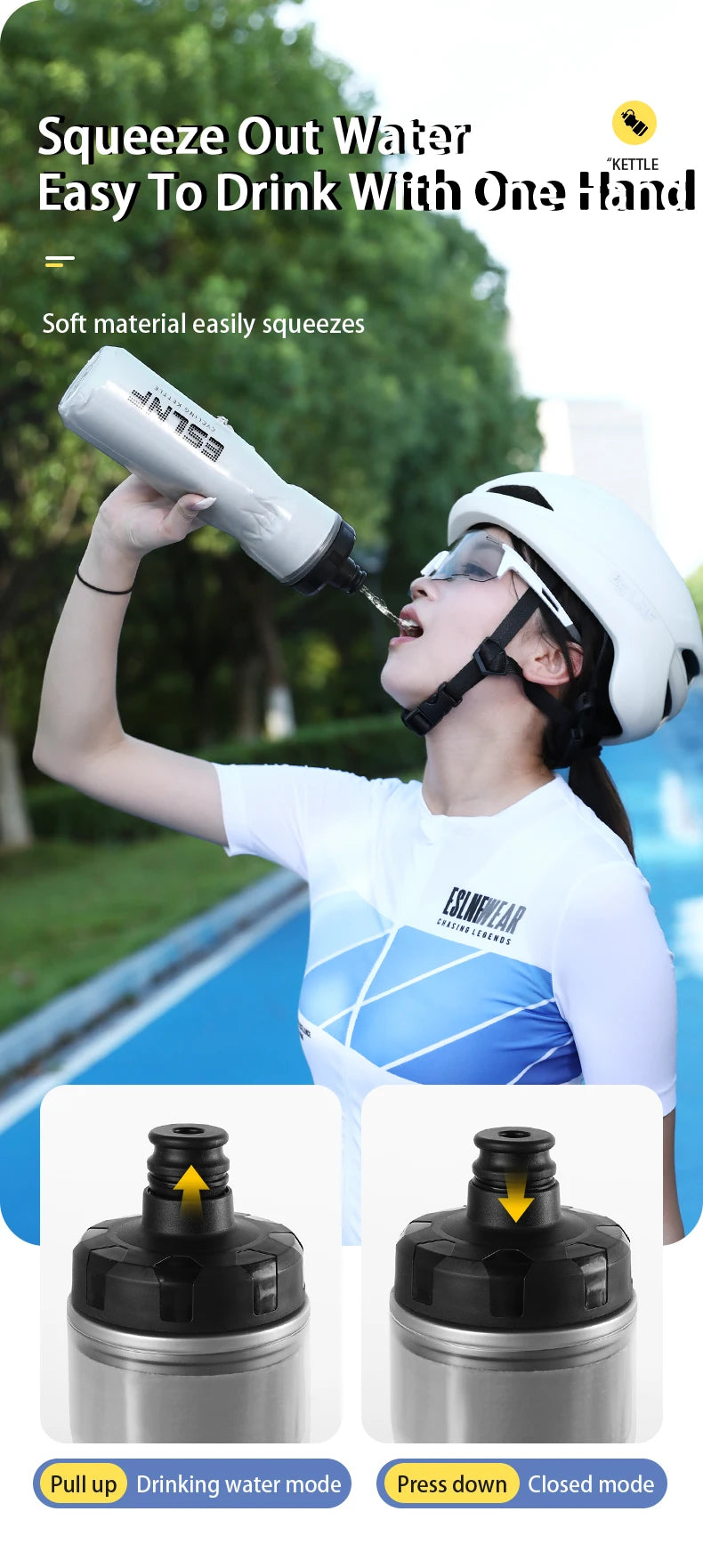 ESLNF Bike Kettle 720ml Mountain Road Bike Outdoor Cycling Kettle PP5 Squeeze Insulated Water Cup Bicycle Water Bottle