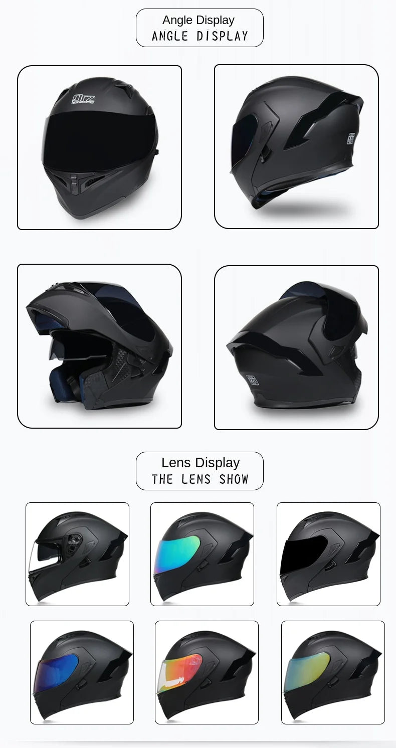Flip Up Motorcycle Helmet Double lens full face helmet High quality DOT approved Moto cascos motociclistas capacete