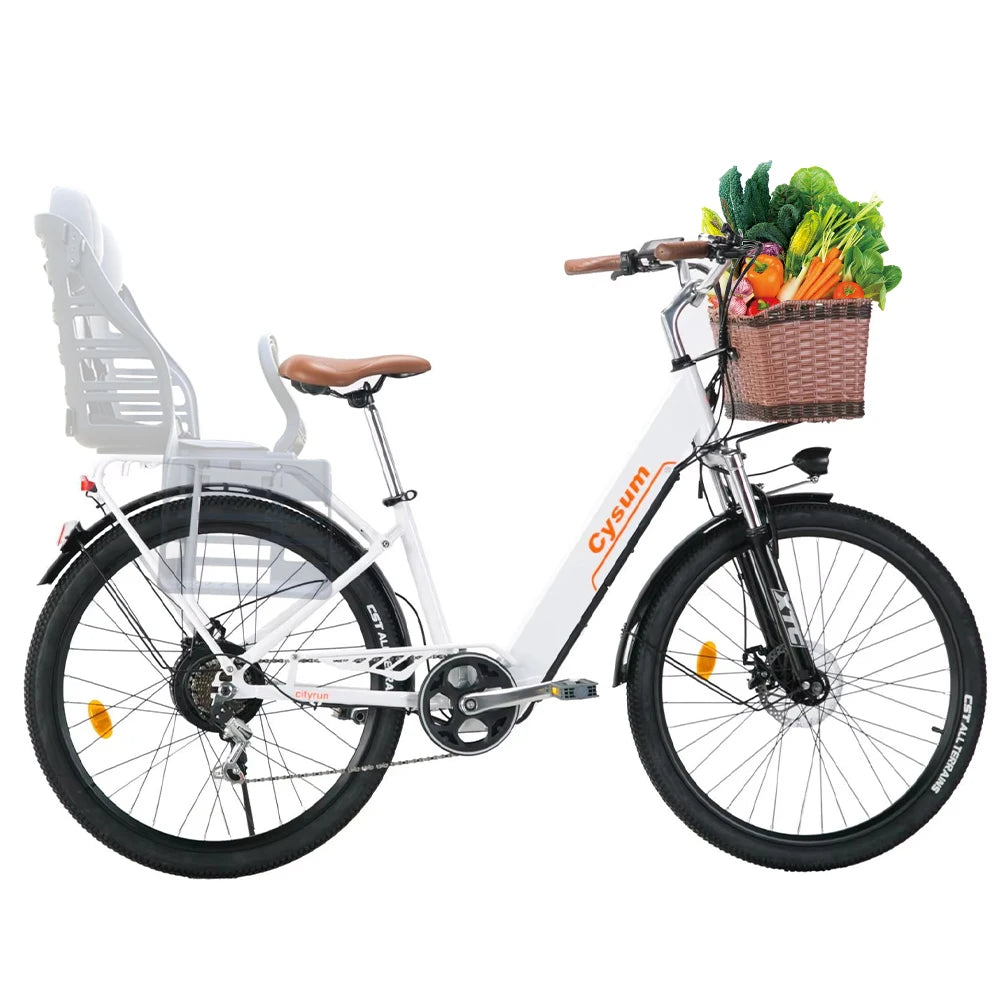 Ebike Electric Bicycle 26" 250W mid motor City Ebike Pedelec with Bicycle Basket Cup HolderSports Entertainment Cycling electric