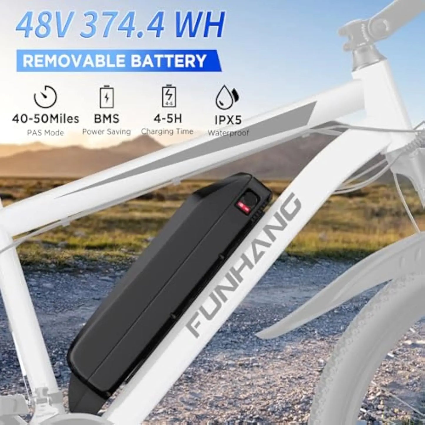 Electric Bike for Adults, 26'' 1000W Peak Ebike, Up to 50 Miles 21.7MPH Electric Mountain Bike with 48V 374.4WH Removable Batte