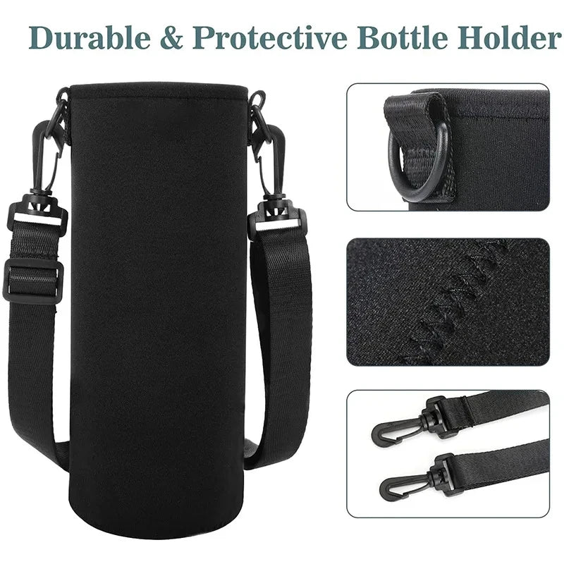 Portable Water Bottle Insulated Neoprene Holder Pouch Bag 420/550/750/1000/1500ml Shoulder With Adjustable Strap