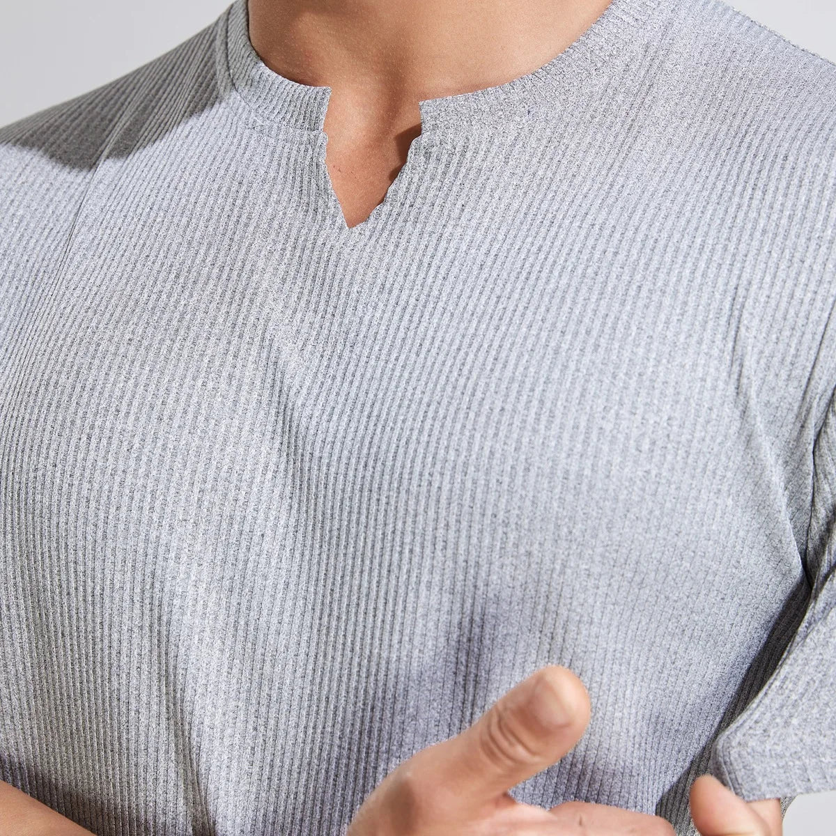Sport Semi-tight Fitness Short Sleeve Men's Basketball Fall Running Training Solid Color Striped Stretch Sports T-shirt