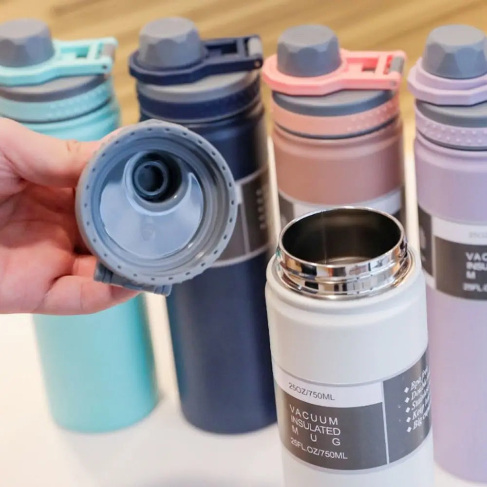 750ML Handheld Vacuum Tumbler Hot or Cold Wide Mouth Insulated Water Bottle 304 Stainless Steel Flask Water Bottle