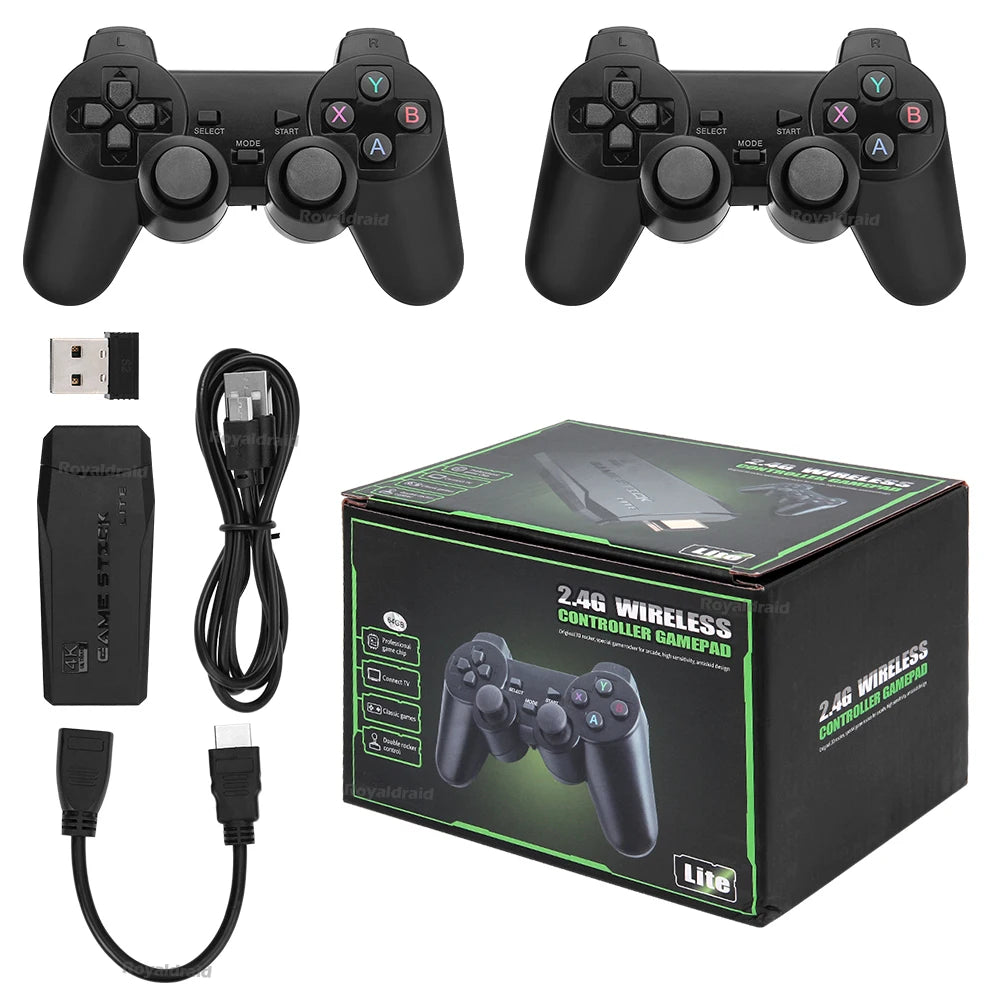 M8 4K Video Game Console 64G Built-in 20000 Games Retro Handheld Game Player 2 Wireless Controller Game Stick Children Xmas Gift