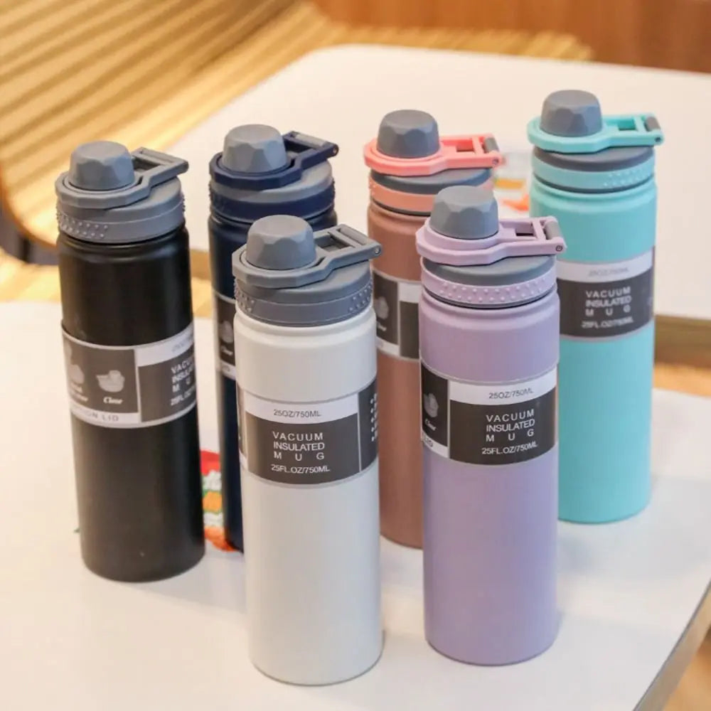 750ML Handheld Vacuum Tumbler Hot or Cold Wide Mouth Insulated Water Bottle 304 Stainless Steel Flask Water Bottle