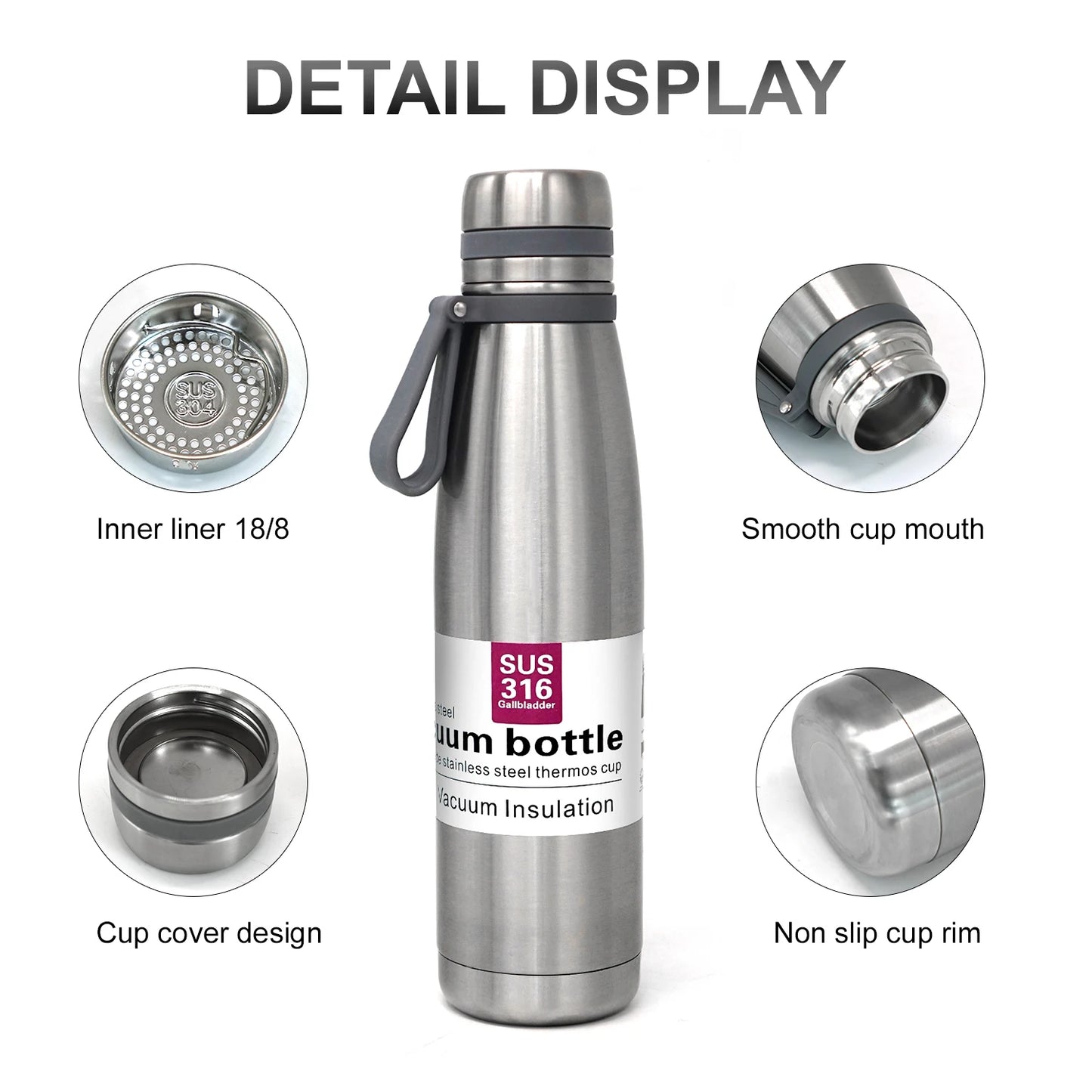 Stainless Steel Thermos Bottle Vacuum Large Capacity Flasks Water Bottle Insulated Water Outdoor Travel Bottle Cup Keeping Warm