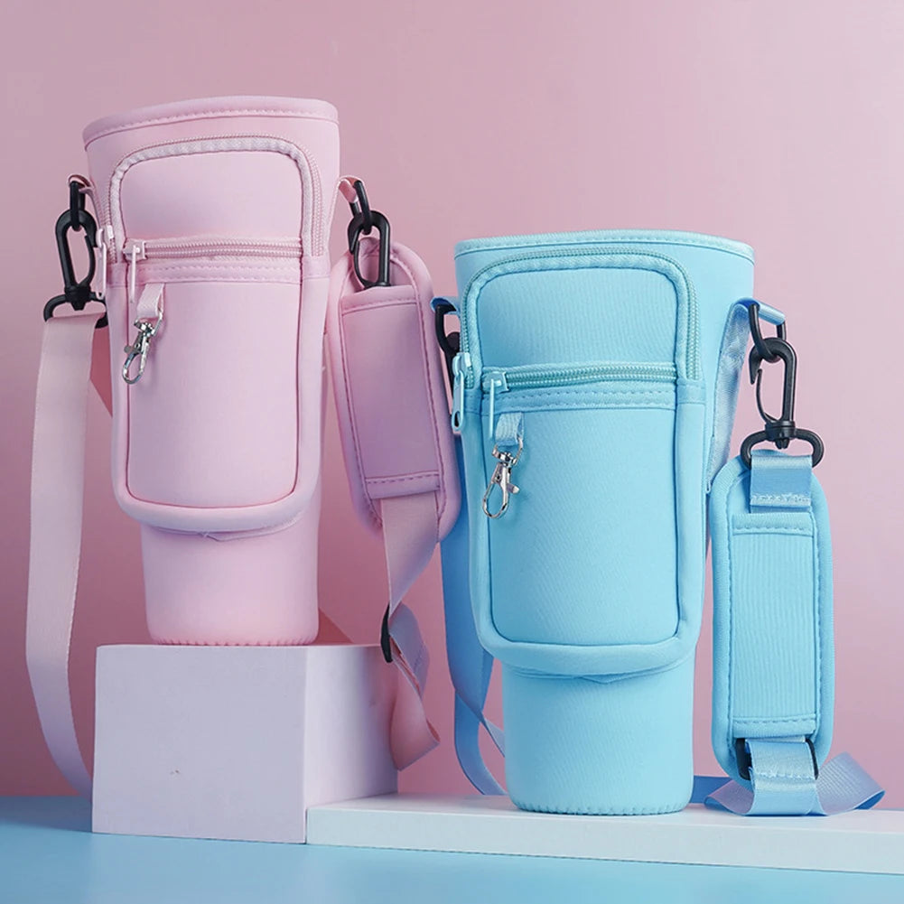 40oz Neoprene Water Bottle Carrier Bag For Stanley Quencher Cup Sleeve Non-slip Insulated Mug Cover Adjustable Shoulder Strap