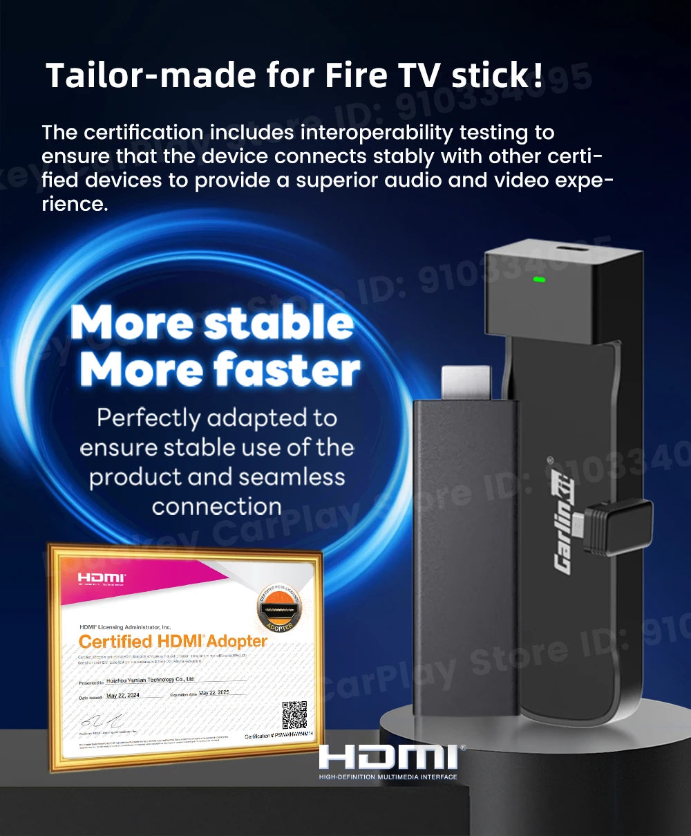 Carlinkit Supports Fire TV Stick Converter TV Streaming Box HDMI Wireless CarPlay TV Adapter for Fire TV Stick HD 4K Max Lite