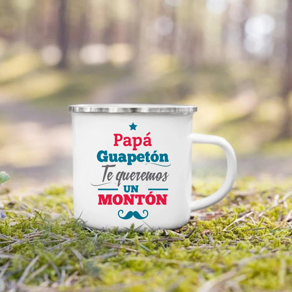 Best Father in The World Print Enamel Mug Creative Coffee Cups Drinks Water Cup Camping Mugs Birthday Father's Day Gift for Dad