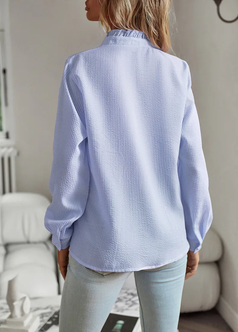 Fashion New Women Elegant Office Shirt,Long Sleeve Top Causal Comfort Simple Shirt,Shirts & Blouses,Tops For Women,Women Clothes