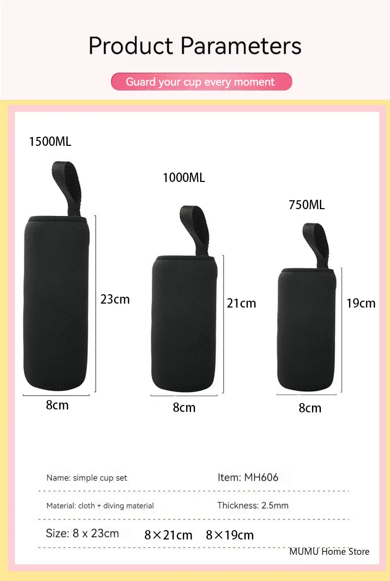 750ML/1000ML/1500ML Mug Bottle Cup Case Bag For Water Bottle Cover Bag Black Bottle Carrier Insulated Bag Sports Bottles Covers