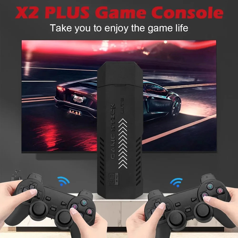 New X2 Plus Game Stick GD10 Pro 4K HD Retro Video Game Console Wireless Controller 128G 40000 Game TV 50 Emulator For PS1/N64