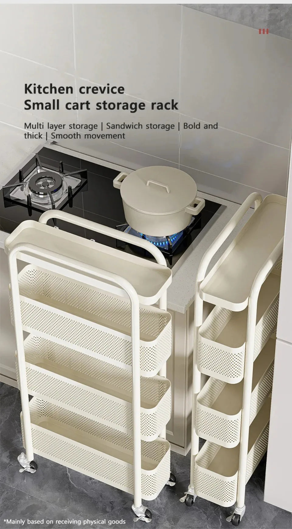 Kitchen Multi-Functional Storage Trolley Vegetables Baskets Bathroom Moisture-Proof Mobile Cart Snack Rack Living Room Shelves