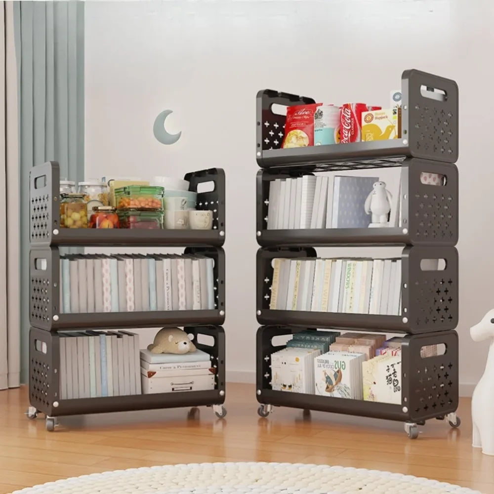 Kitchen Basket Storage Rack Household Add Fruits and Vegetables Multi Functional Small Cart Multi-storey Floor Standing Moveble