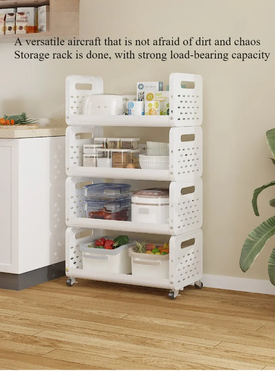 Kitchen Basket Storage Rack Household Add Fruits and Vegetables Multi Functional Small Cart Multi-storey Floor Standing Moveble