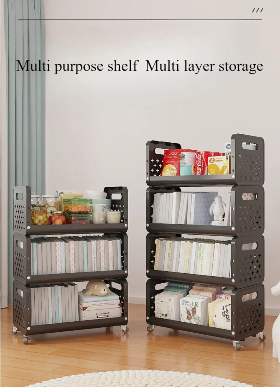 Kitchen Basket Storage Rack Household Add Fruits and Vegetables Multi Functional Small Cart Multi-storey Floor Standing Moveble