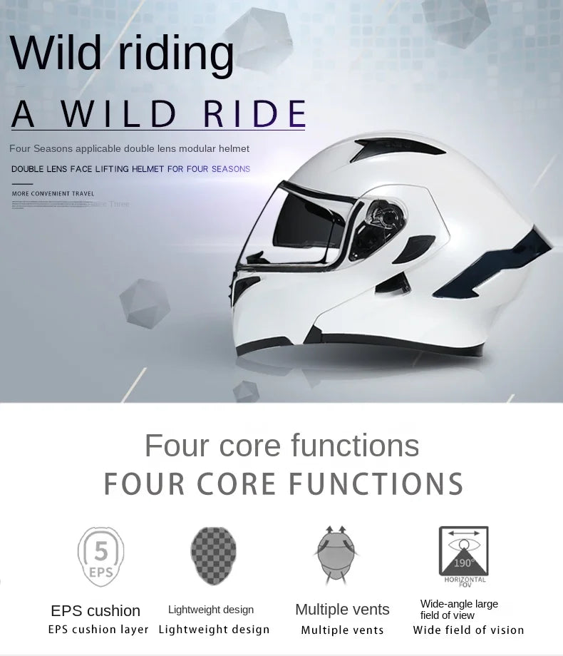 Flip Up Motorcycle Helmet Double lens full face helmet High quality DOT approved Moto cascos motociclistas capacete