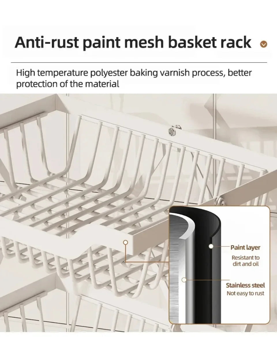 Kitchen Fruit Basket Crevice Vegetable Storage Carts Movable Floor-Mounted Shelf Folding Rack Multi-Layer Stackable Trolley Cart